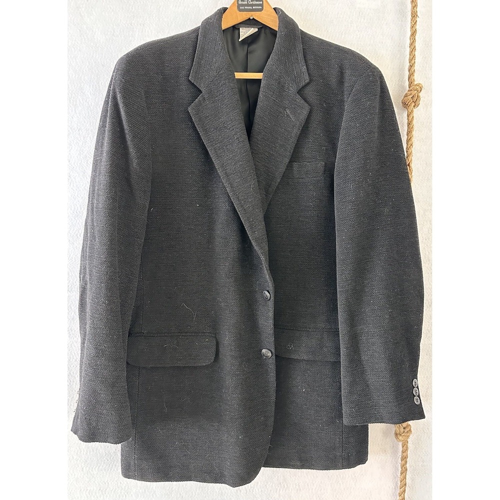 Claiborne Wool Blend Blazer Italian Sport Coat Preppy Black Men's 42 L